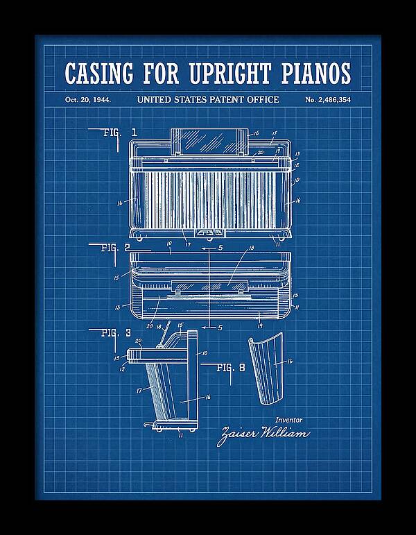 Casing For Upright Pianos Blueprint Patent Us2486354a