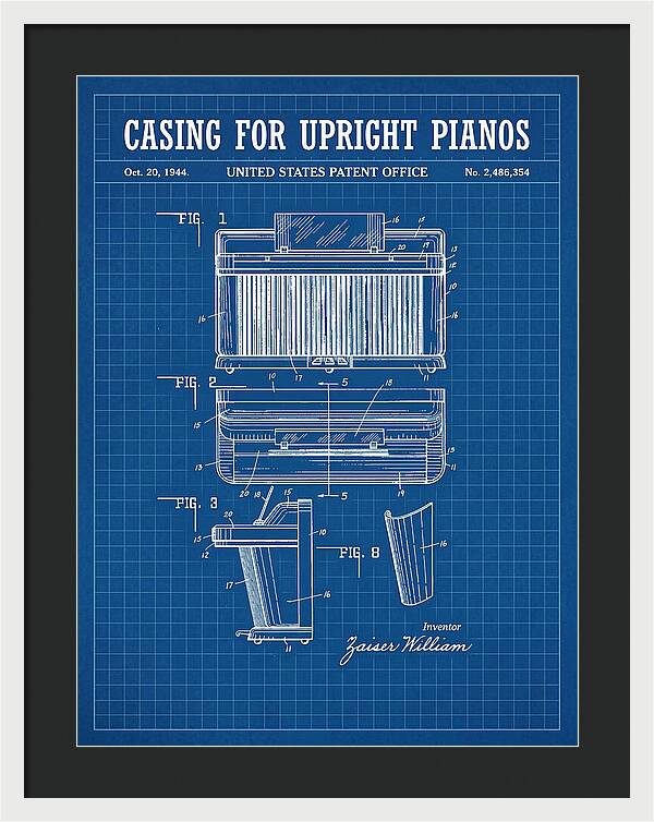 Casing For Upright Pianos Blueprint Patent Us2486354a