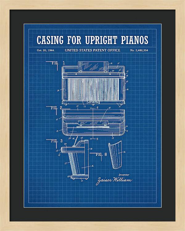 Casing For Upright Pianos Blueprint Patent Us2486354a