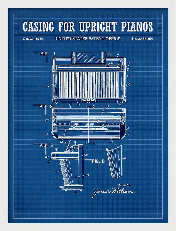 Casing For Upright Pianos Blueprint Patent Us2486354a