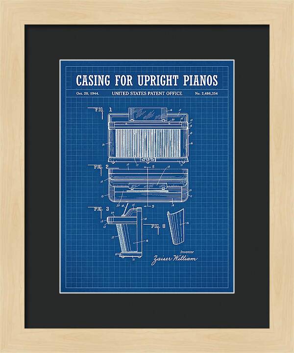 Casing For Upright Pianos Blueprint Patent Us2486354a