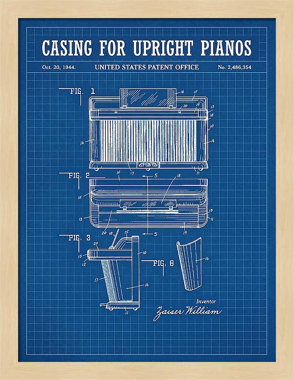 Casing For Upright Pianos Blueprint Patent Us2486354a