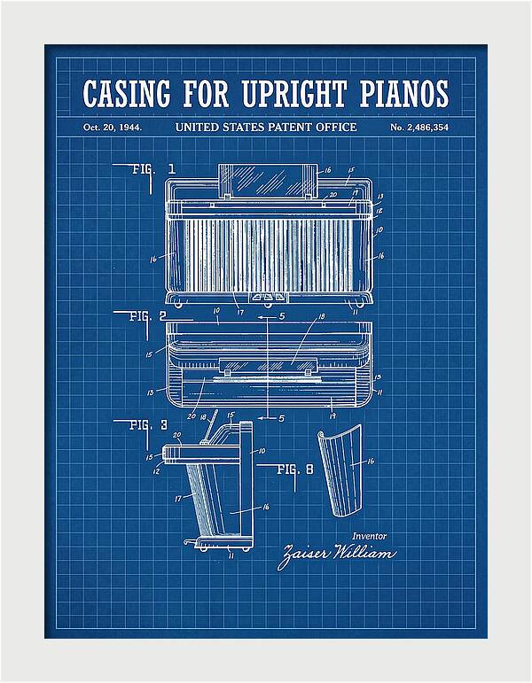 Casing For Upright Pianos Blueprint Patent Us2486354a