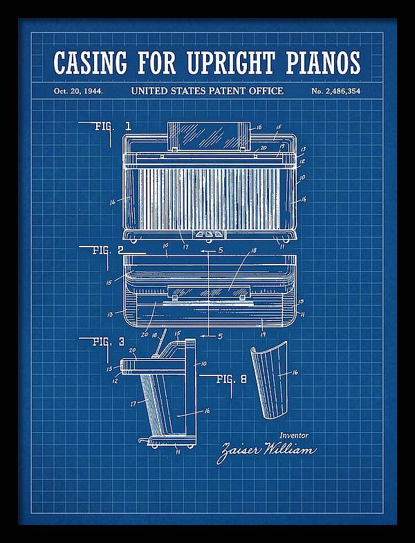Casing For Upright Pianos Blueprint Patent Us2486354a