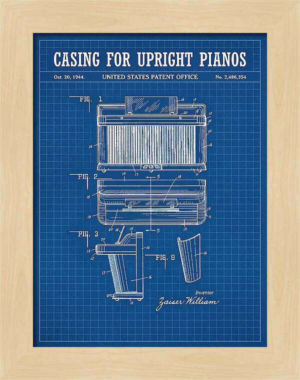 Casing For Upright Pianos Blueprint Patent Us2486354a