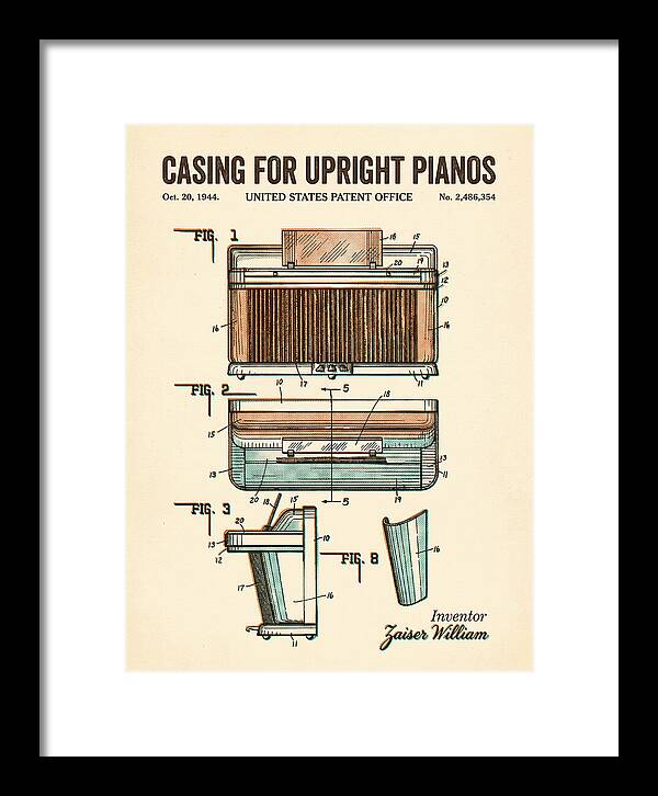 Casing For Upright Pianos Retro Patent Us2486354a