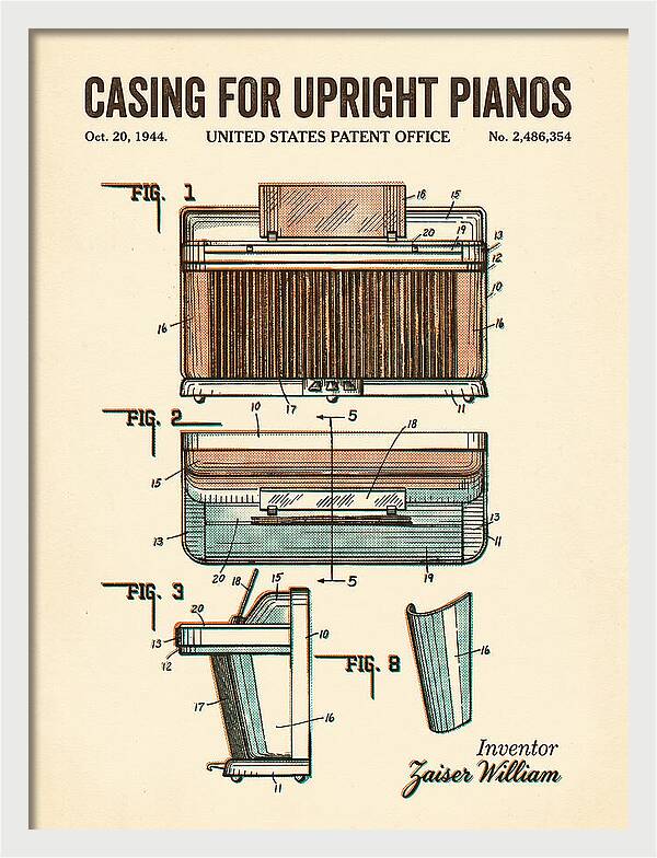 Casing For Upright Pianos Retro Patent Us2486354a