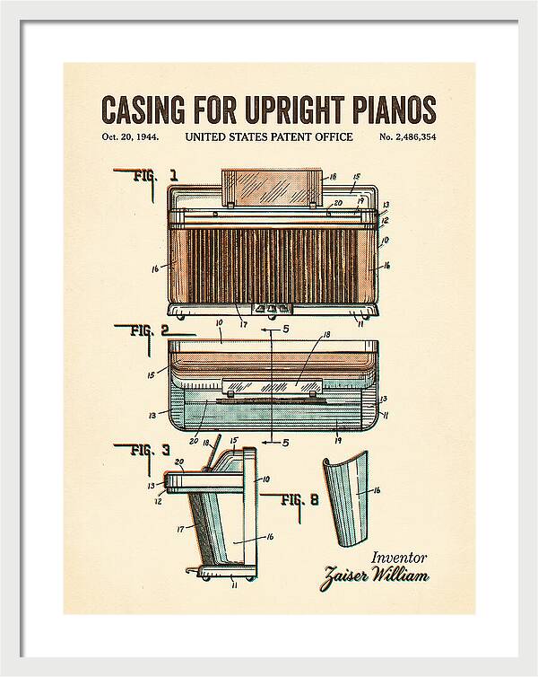 Casing For Upright Pianos Retro Patent Us2486354a