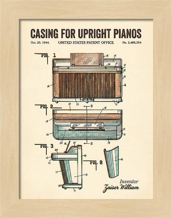 Casing For Upright Pianos Retro Patent Us2486354a