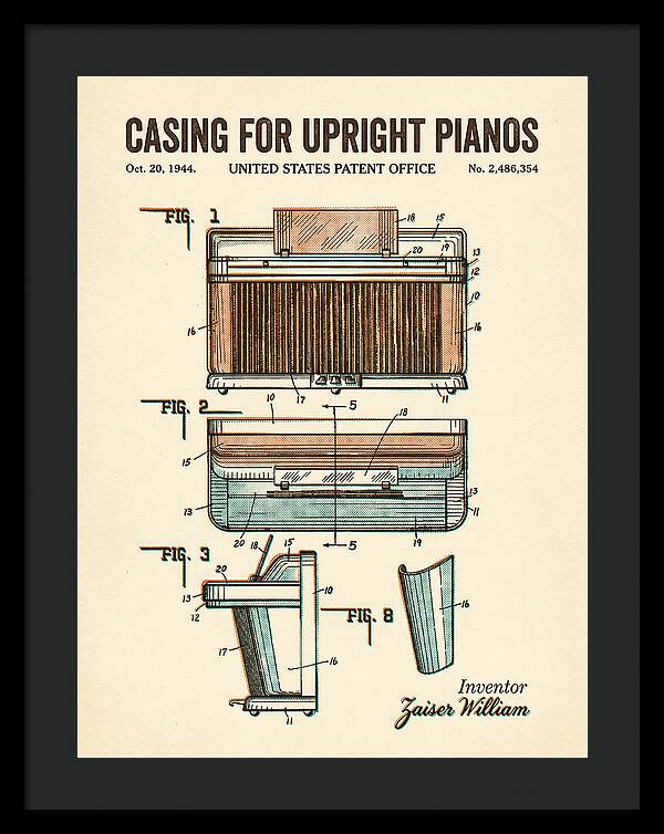 Casing For Upright Pianos Retro Patent Us2486354a