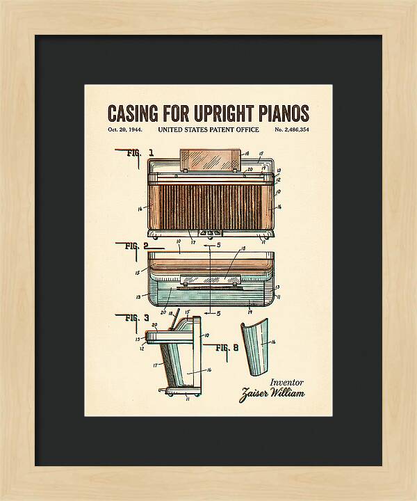 Casing For Upright Pianos Retro Patent Us2486354a