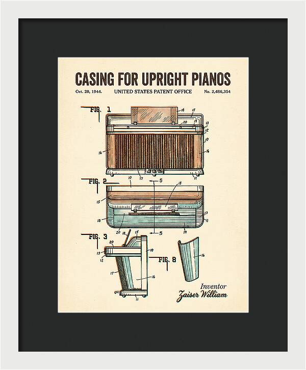 Casing For Upright Pianos Retro Patent Us2486354a