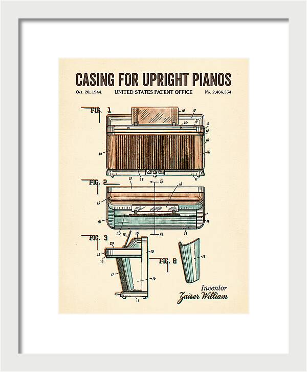 Casing For Upright Pianos Retro Patent Us2486354a