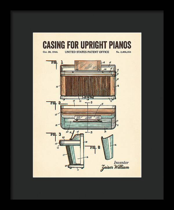 Casing For Upright Pianos Retro Patent Us2486354a