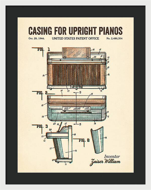 Casing For Upright Pianos Retro Patent Us2486354a