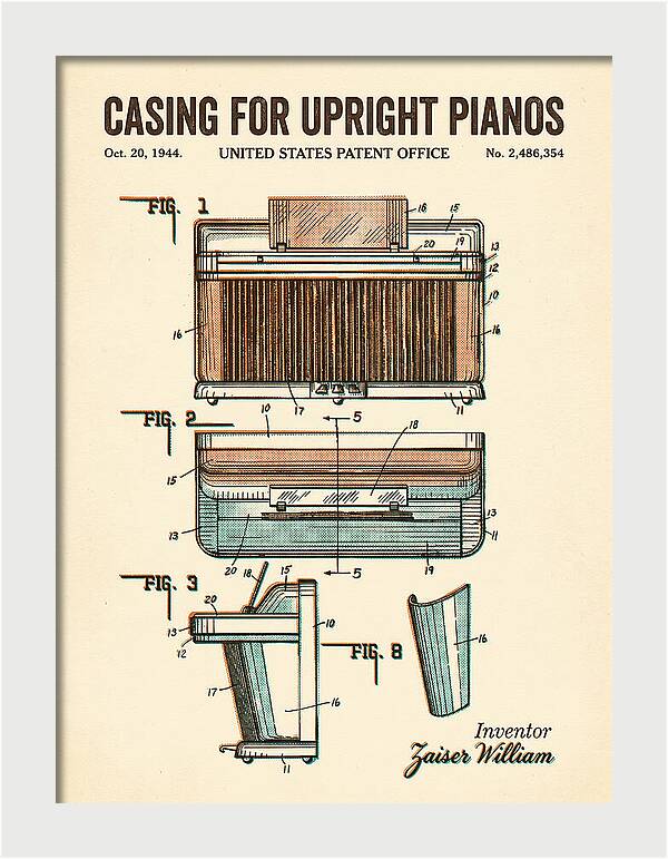 Casing For Upright Pianos Retro Patent Us2486354a