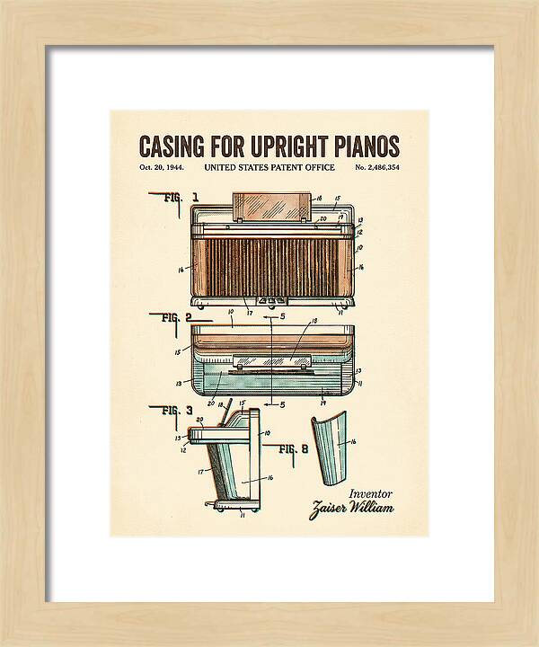 Casing For Upright Pianos Retro Patent Us2486354a