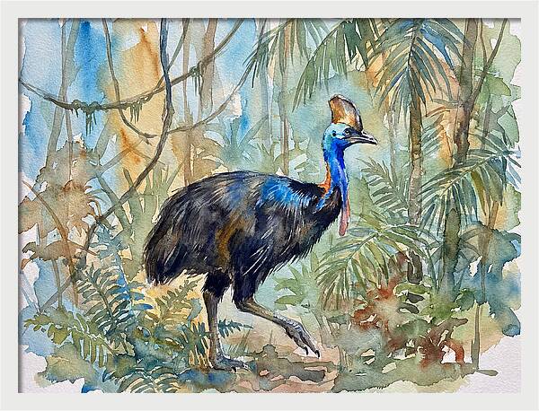 Cassowary Among Tropical Foliage