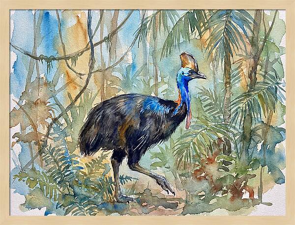 Cassowary Among Tropical Foliage