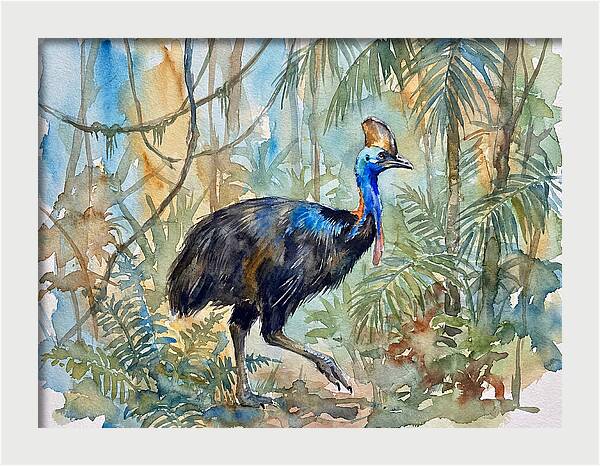 Cassowary Among Tropical Foliage