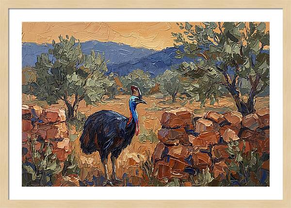 Cassowary In Mediterranean Landscape