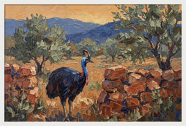Cassowary In Mediterranean Landscape