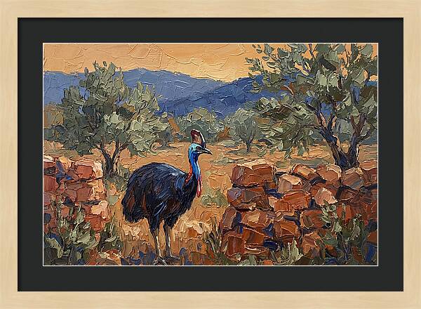 Cassowary In Mediterranean Landscape