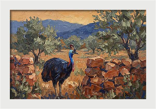 Cassowary In Mediterranean Landscape