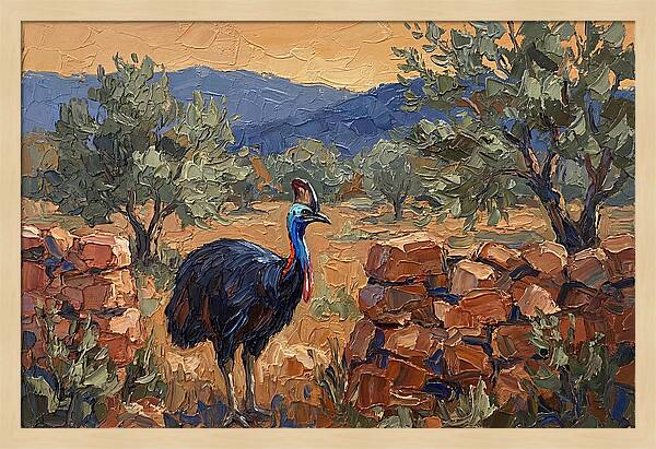 Cassowary In Mediterranean Landscape