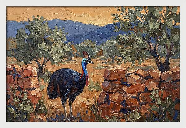 Cassowary In Mediterranean Landscape