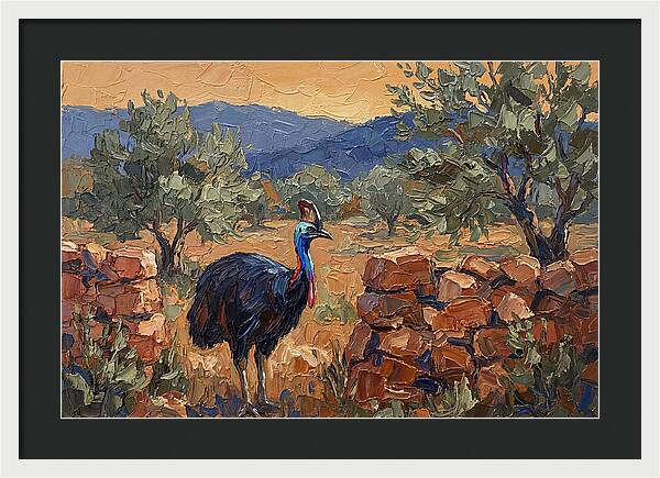 Cassowary In Mediterranean Landscape