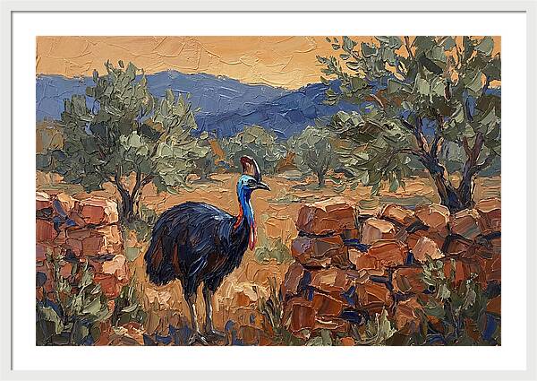 Cassowary In Mediterranean Landscape