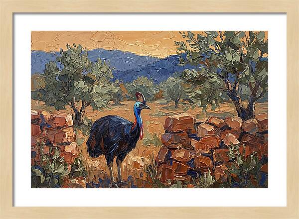 Cassowary In Mediterranean Landscape