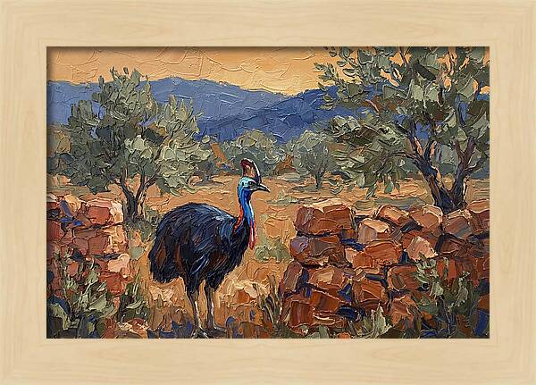 Cassowary In Mediterranean Landscape