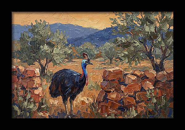 Cassowary In Mediterranean Landscape