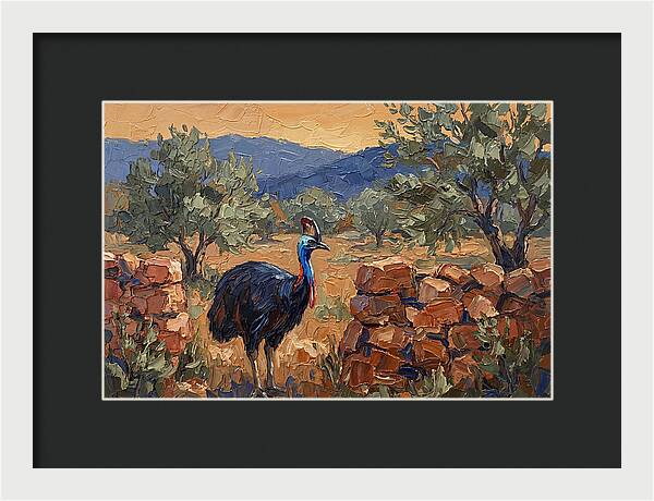 Cassowary In Mediterranean Landscape