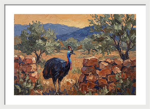 Cassowary In Mediterranean Landscape