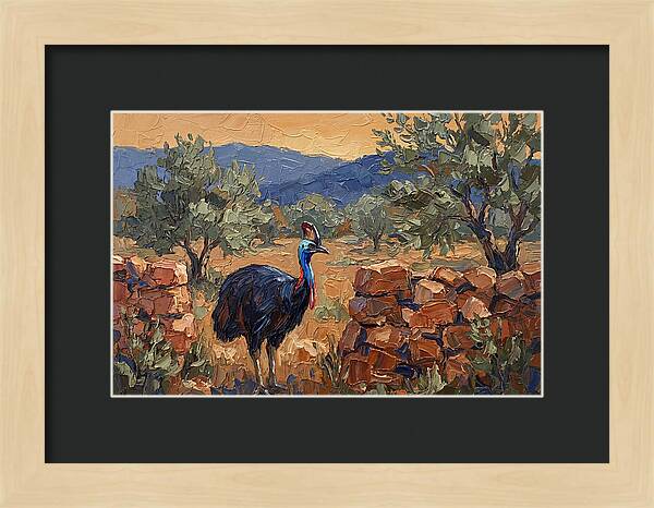 Cassowary In Mediterranean Landscape