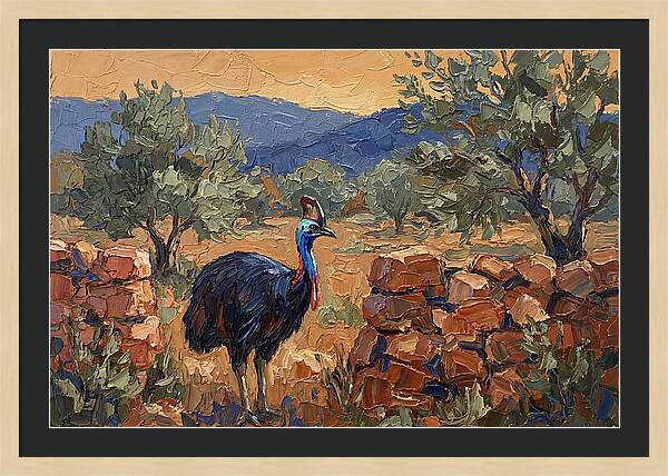 Cassowary In Mediterranean Landscape