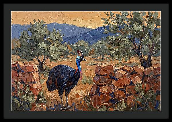 Cassowary In Mediterranean Landscape