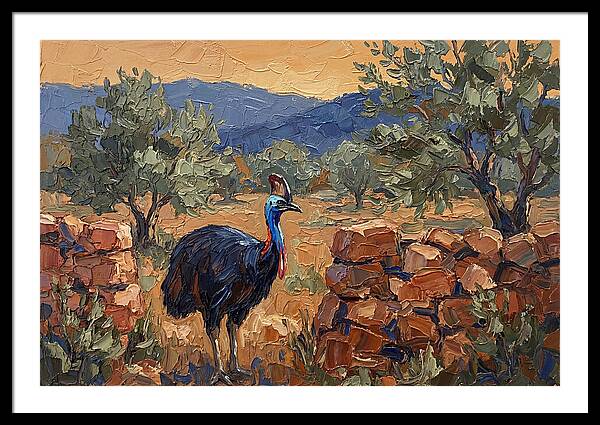 Cassowary In Mediterranean Landscape