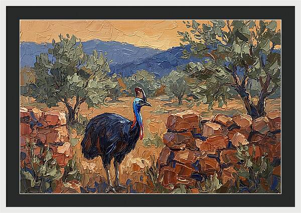 Cassowary In Mediterranean Landscape