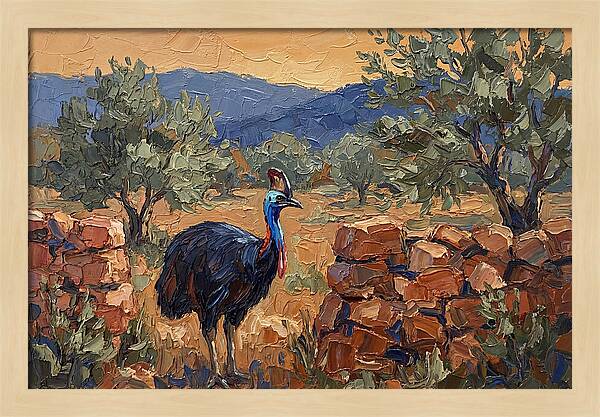 Cassowary In Mediterranean Landscape