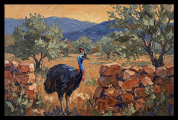 Cassowary In Mediterranean Landscape