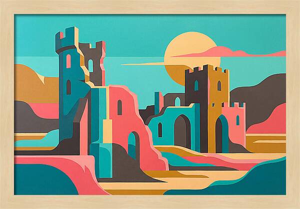 Castle Ruins Under Vibrant Skies
