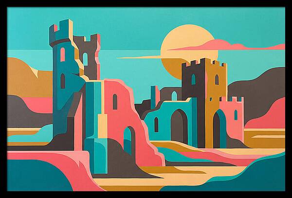Castle Ruins Under Vibrant Skies