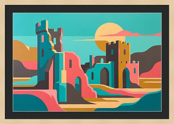 Castle Ruins Under Vibrant Skies
