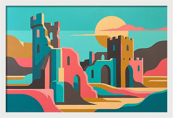 Castle Ruins Under Vibrant Skies