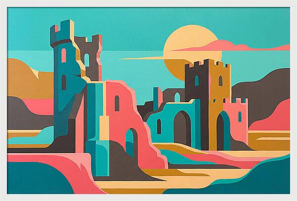 Castle Ruins Under Vibrant Skies