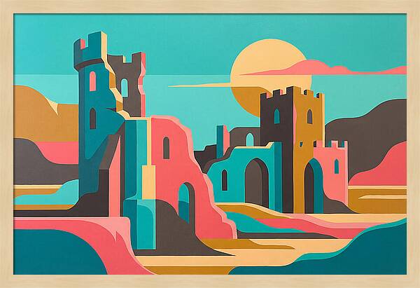 Castle Ruins Under Vibrant Skies